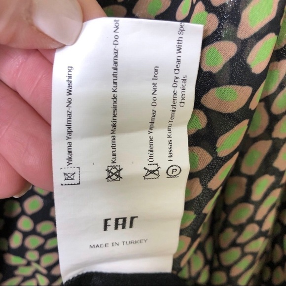 Nocturne Mini Wrap Dress Printed Size 42 Green Long Sleeve Elastic Waist - Picture 11 of 11